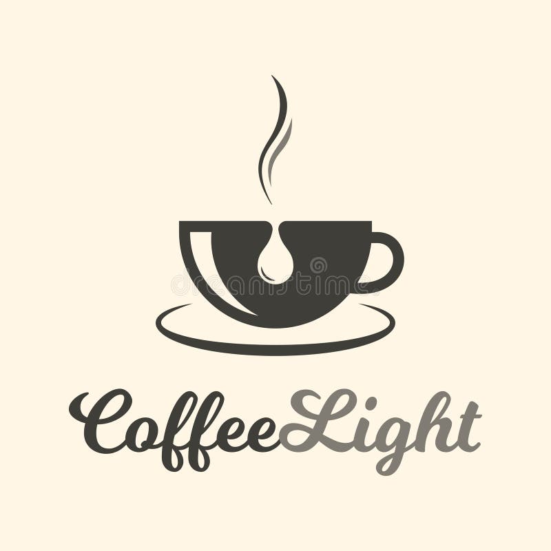 Coffee Light Logo. Coffee Cup with Milk Drop Stock Vector