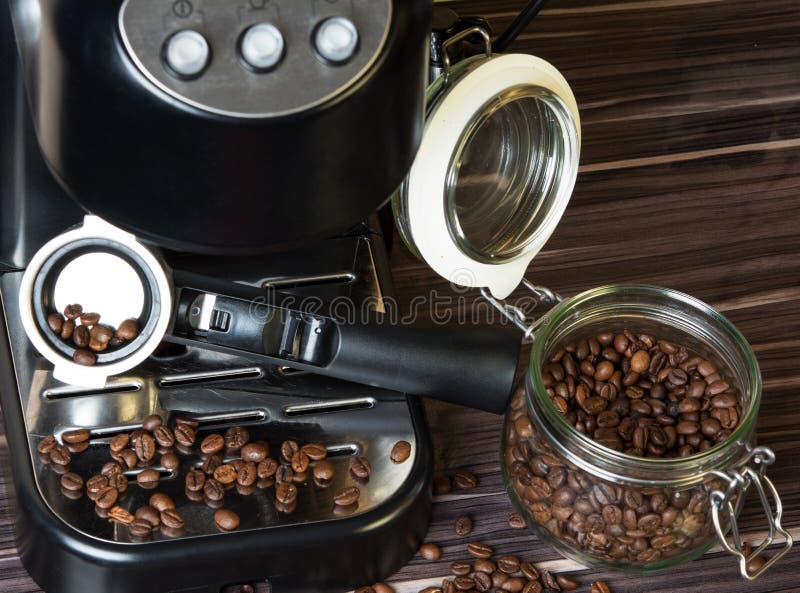 Coffee machine and coffee stock photo. Image of appliances 75363754