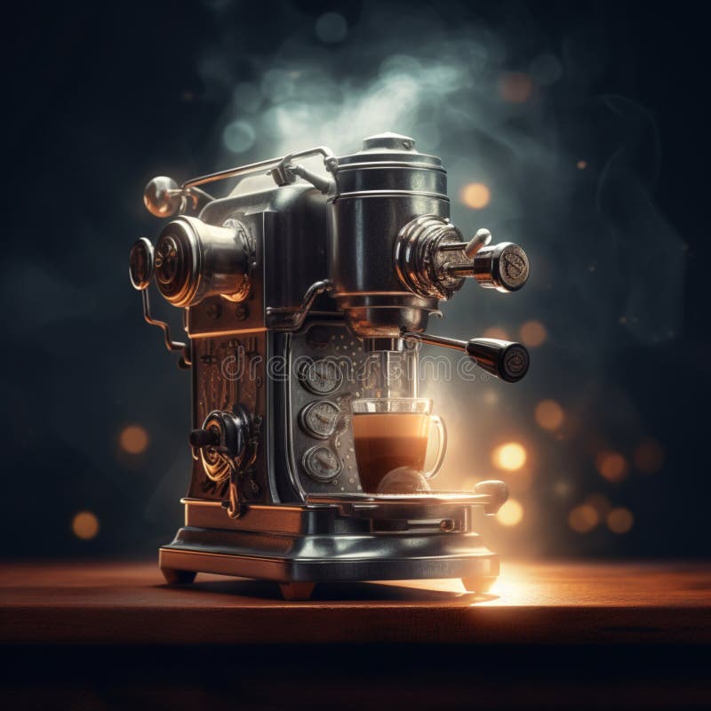 New Retro Designed Commercial Coffee Machine Stock Photo