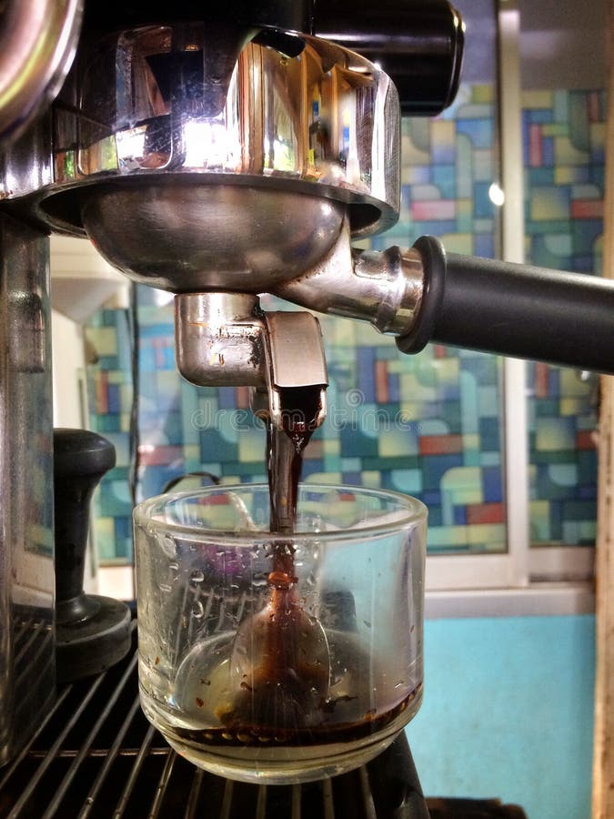 Coffee Machine and Hot Espresso Stock Photo Image of automatic, food