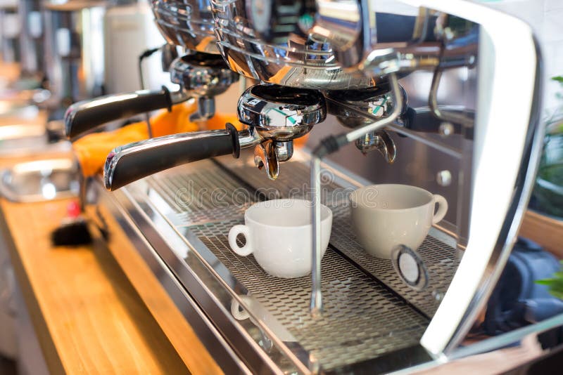 Coffee Machine Makes Hot Espresso Stock Image Image of business