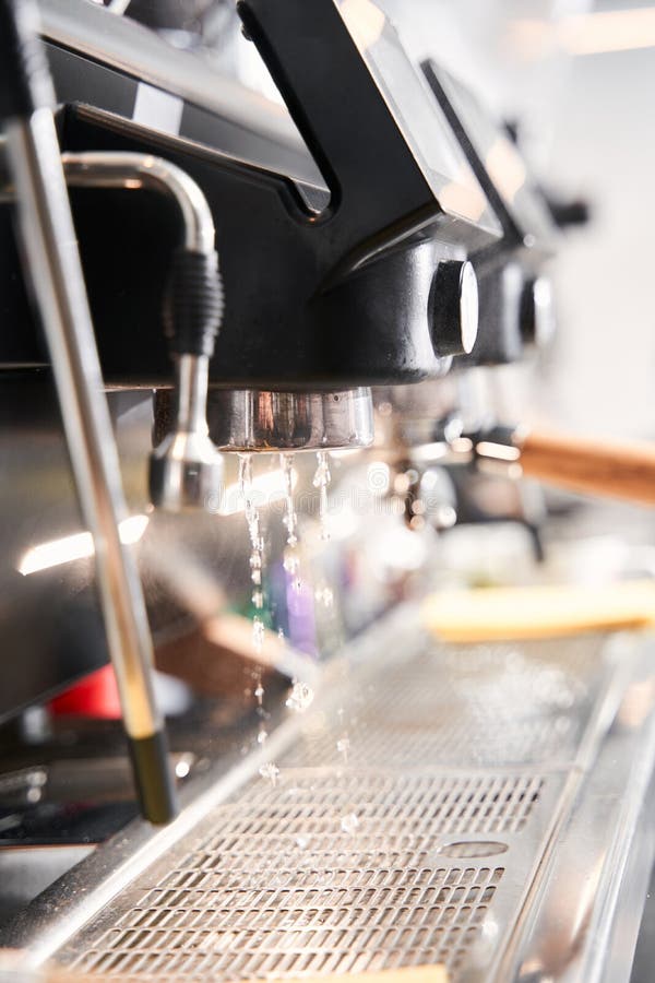 Coffee Machine Making a Cup of Coffee Stock Photo Image of check