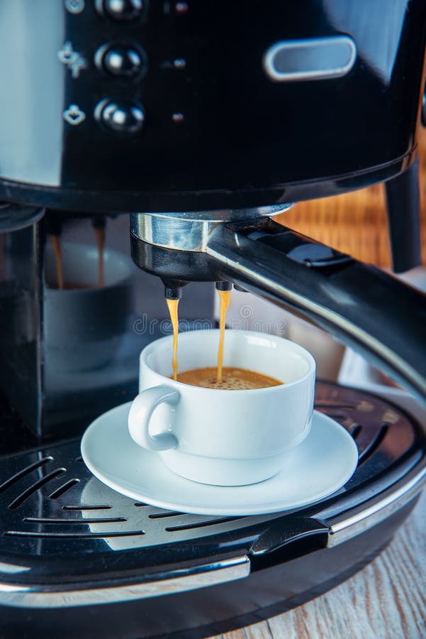 Coffee Machine Preparing Cup of Coffee Stock Image Image of close