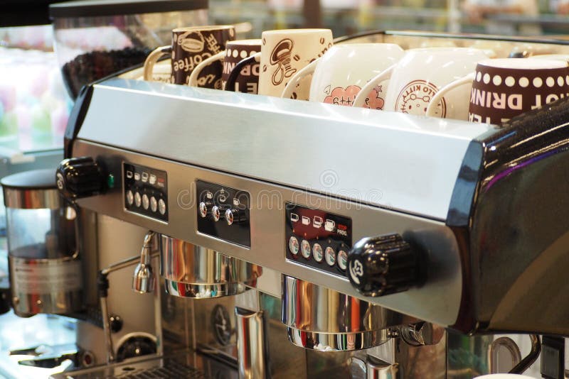 Coffee Maker Machine at Bar Stock Image Image of machine, metal 74477065