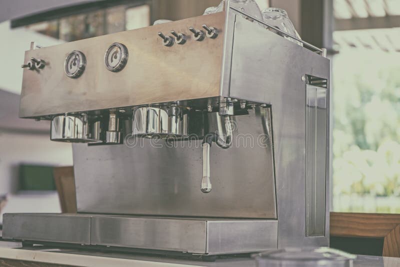 Coffee Maker Machine Vintage in Coffeehouse Stock Image Image of
