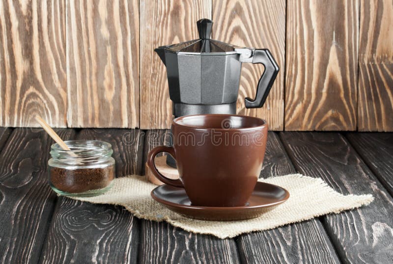 Coffee Maker On Wood Desk Stock Photo Image Of Object 86590544
