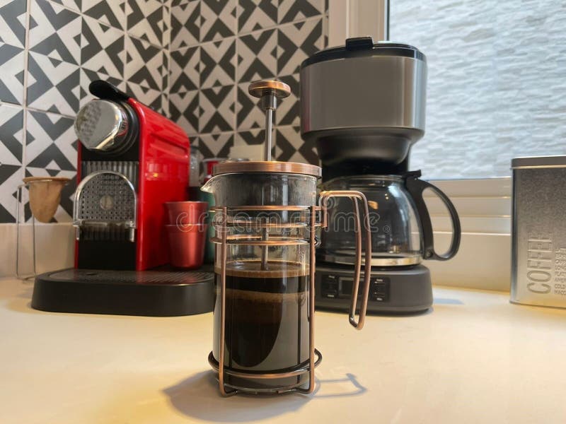 Coffee Makers of Three Different Types, Isolated. Stock Image Image