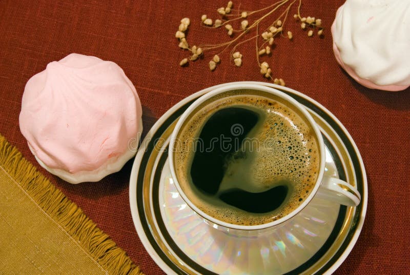 Download Coffee and marshmallows stock photo. Image of saucer - 17173618