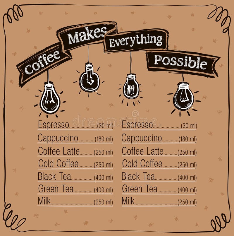 Coffee menu board, coffee makes everything possible banner design for coffee shop vector illustration Coffee menu board, coffee makes everything possible banner design for coffee shop vector illustration