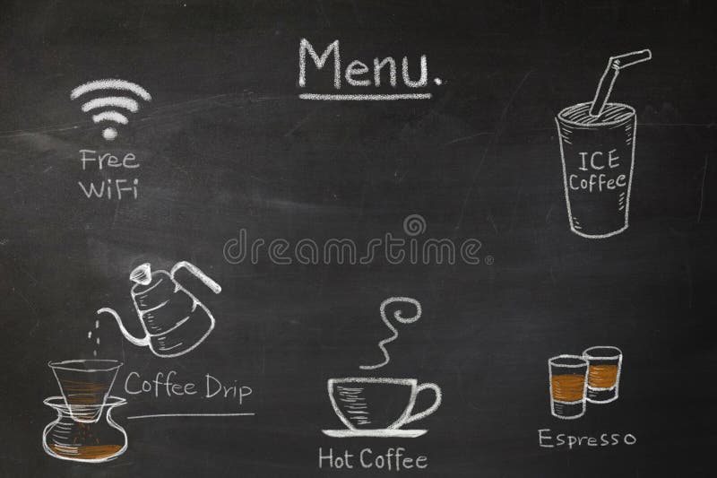 Coffee Menu On The Chalkboard Write By Hand For Coffee Shop Or Cafe