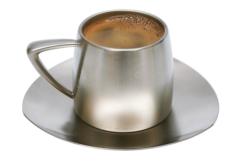 Coffee in a metal cup