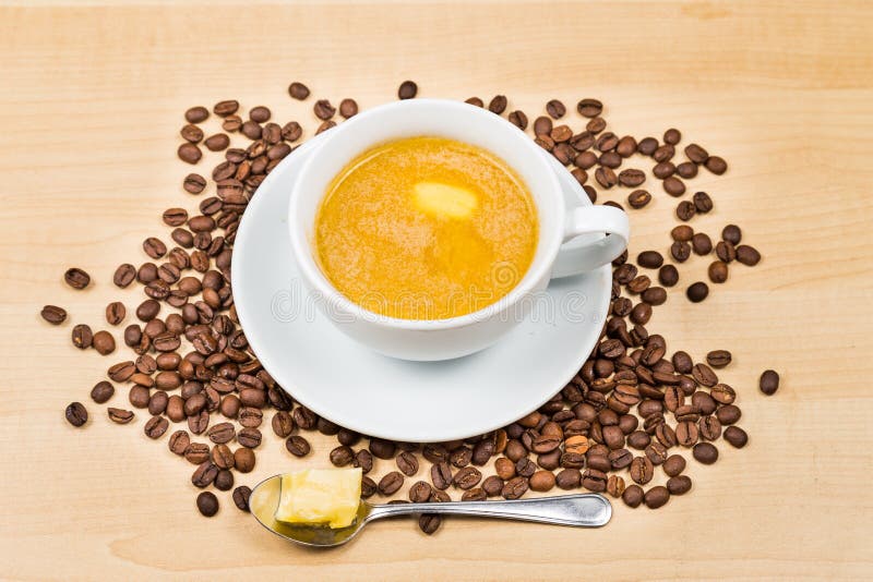 Coffee with Milk and Added Butter Stock Image Image of gourmet, cake