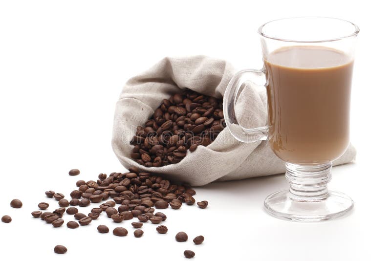 Coffee with milk and beans stock image. Image of coffee - 30793181