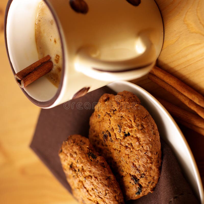 Coffee with Milk and Cinnamon Stock Photo Image of breakfast, food