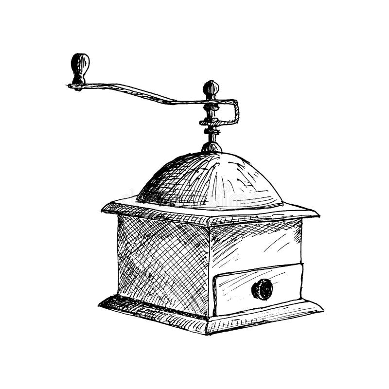 Coffee mill. coffee grinder Hand Drawn Sketch Vector illustration. vector illustration Coffee mill. coffee grinder Hand Drawn Sketch Vector illustration. vector illustration