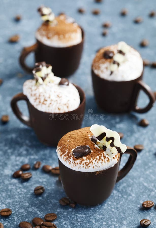Coffee Mousse with Whipped Cream in Chocolate Cup Stock Image Image