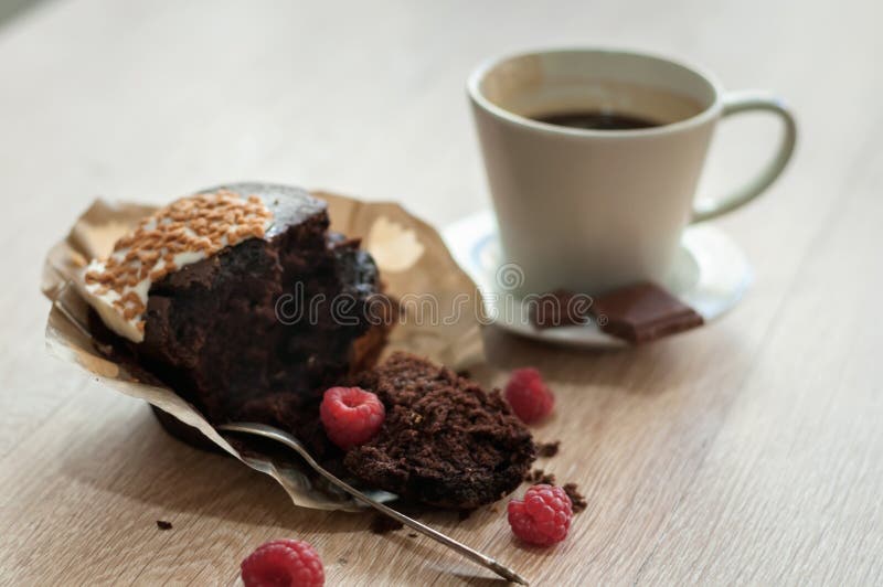 Coffee with a Muffin for Breakfast Stock Photo Image of summer, cake