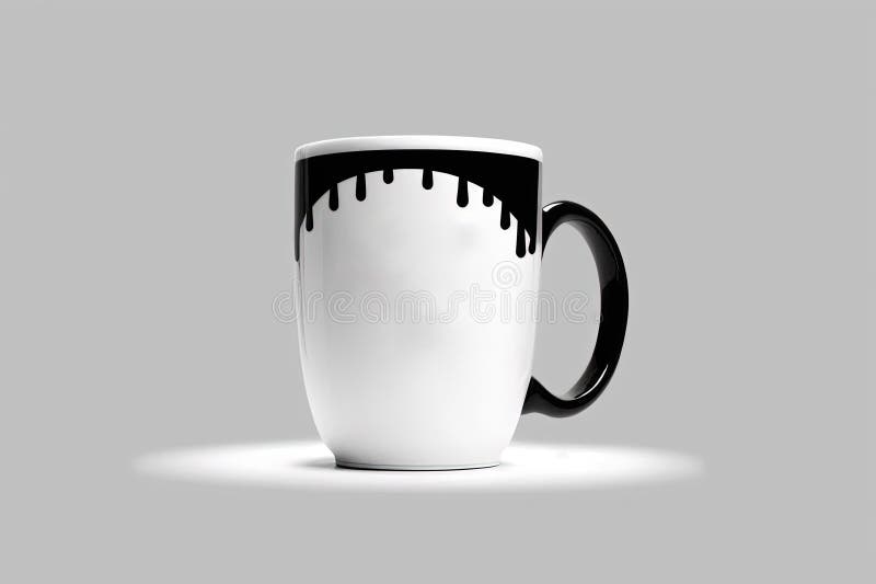 Coffee Mug in Black and White, Against a White Background Stock