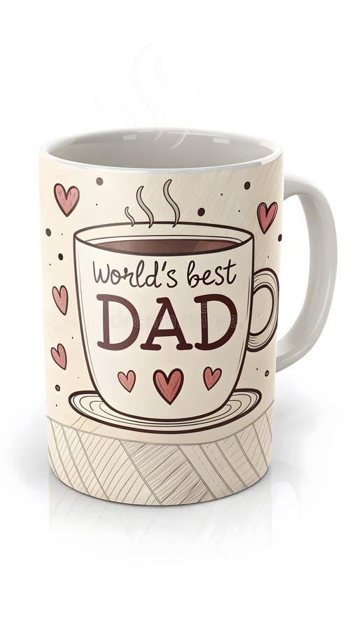 Generated by AI Coffee Mug Featuring World\'s Best Dad Message and Heart Graphics on White Background vector illustration