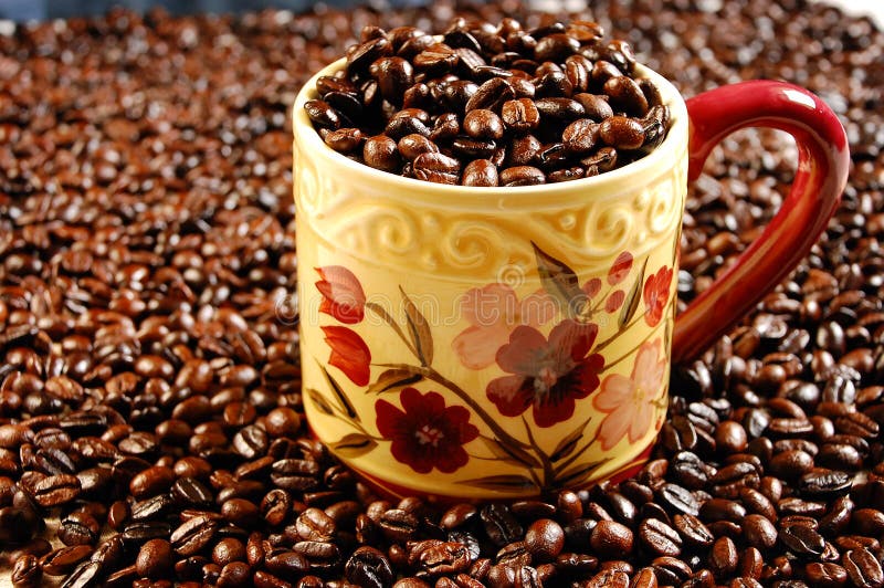 Coffee Mug Full Of Beans Picture. Image 6157586