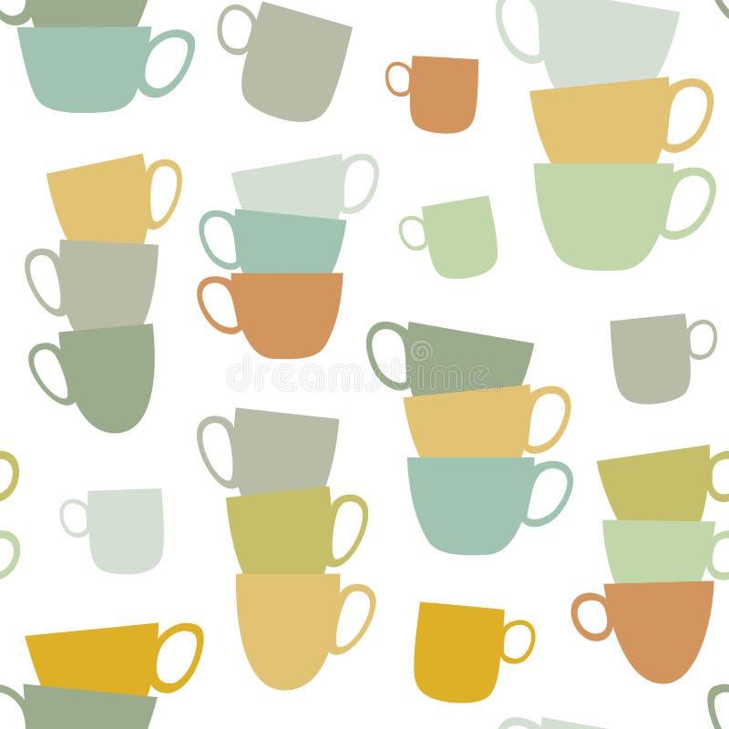 Coffee Mug Seamless Pattern. Vector Wallpaper Design Stock Vector -  Illustration of design, pattern: 233706747