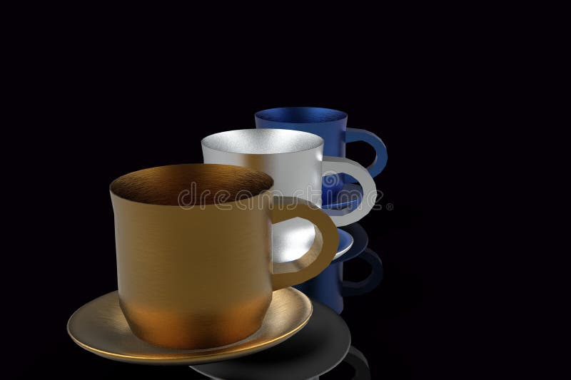 Coffee mugs 3D stock illustration. Illustration of decorative - 126031284