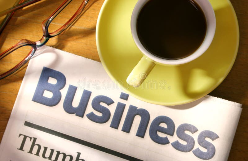 Coffee, Newspaper and Eyeglasses on Desk--- Business Concept. Desk business concept stock images, royalty-free photos and pictures