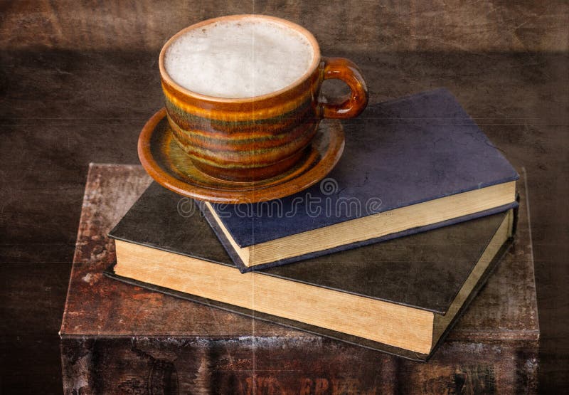 Coffee and old books stock photo. Image of retro, cappuccino 52163934