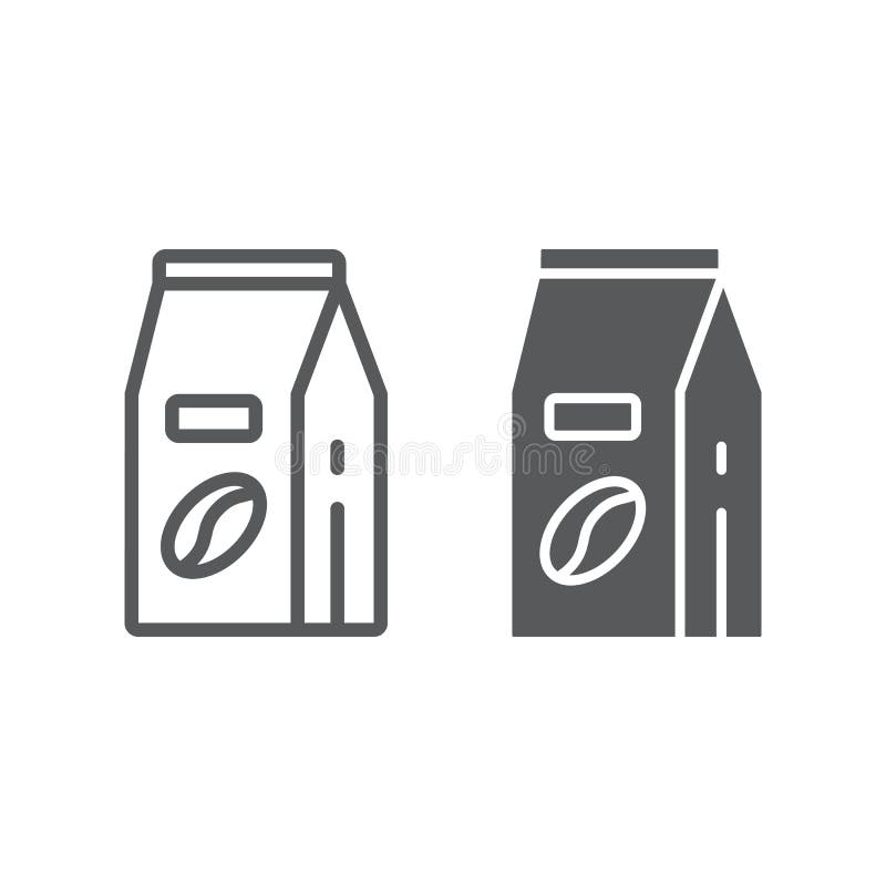Coffee Paper Bag Thin Line Icon, Coffee and Cafe Stock Vector