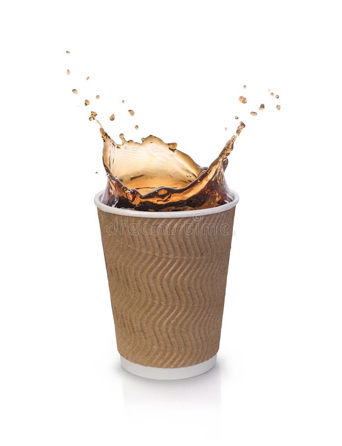 Coffee Paper Cup with Splash of Coffee Stock Photo Image of fresh