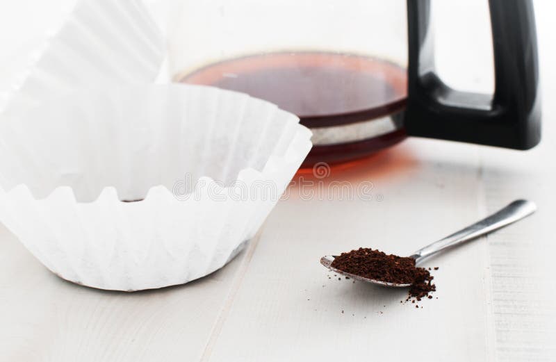 Coffee, Paper Filter and Carafe Stock Image Image of liquid, pour
