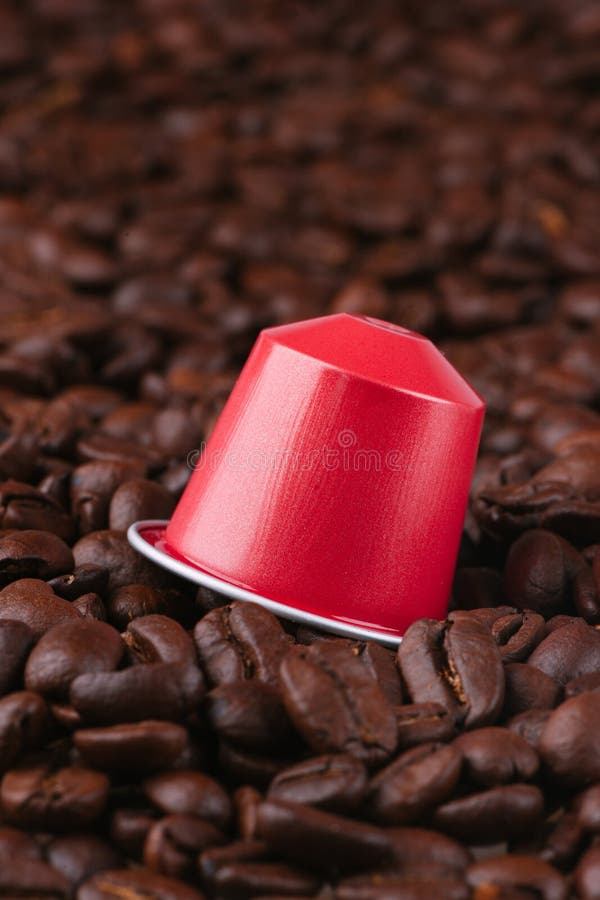 Coffee Pod on Roasted Beans Stock Photo Image of bean, container