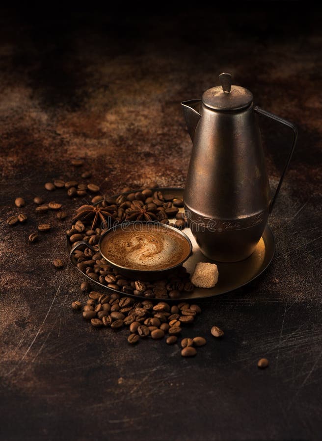 Coffee Pot and Cup Coffee. Coffee Still Life Stock Image Image of
