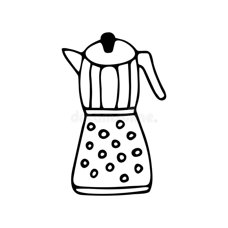 Coffee Pot. Kettle for Making Coffee Doodle Stock Illustration
