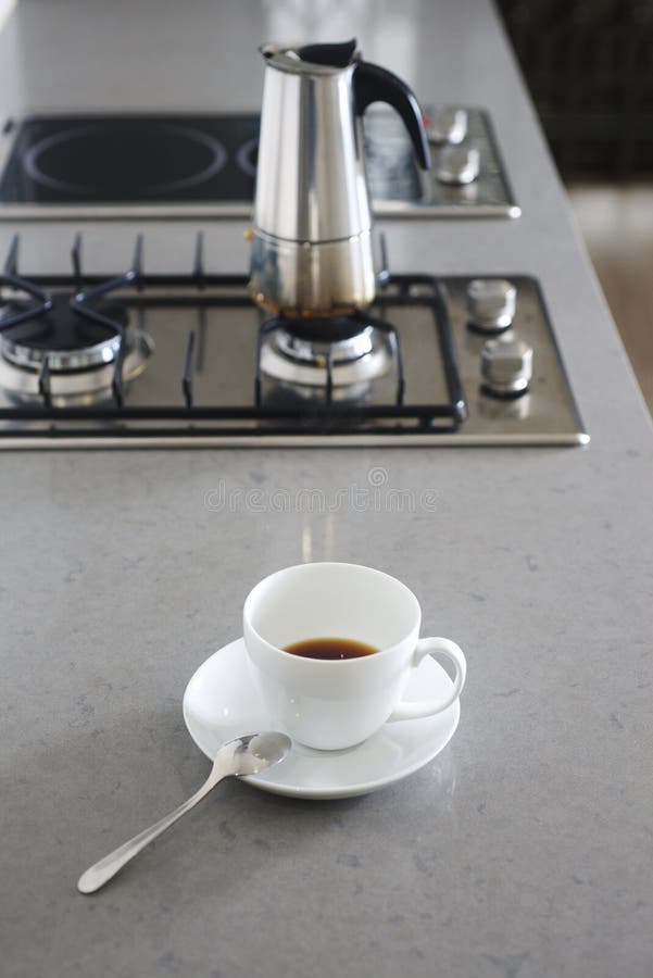 Coffee Pot on Kitchen Gas Stove Stock Photo Image of african, brewed
