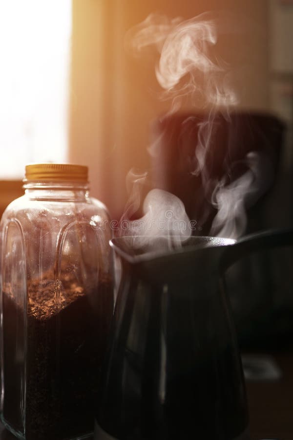 Coffee pot and steam stock photo. Image of caffeine 139954736
