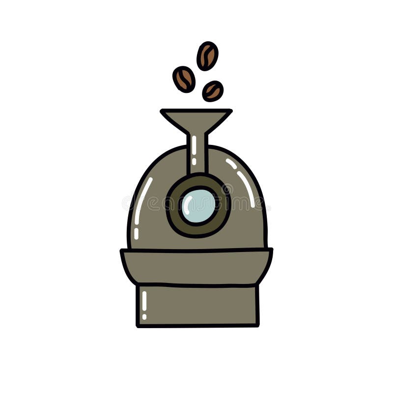 Coffee Roaster Machine Doodle Icon, Vector Illustration Stock