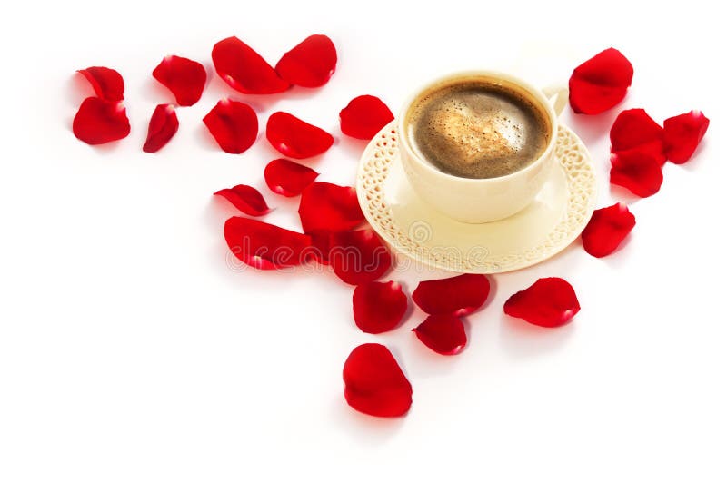 Coffee and rose petals