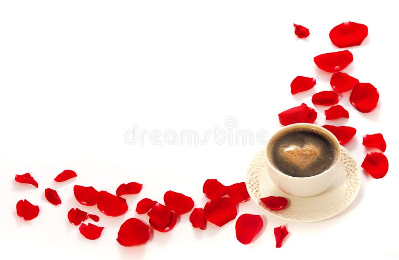 Coffee and rose petals