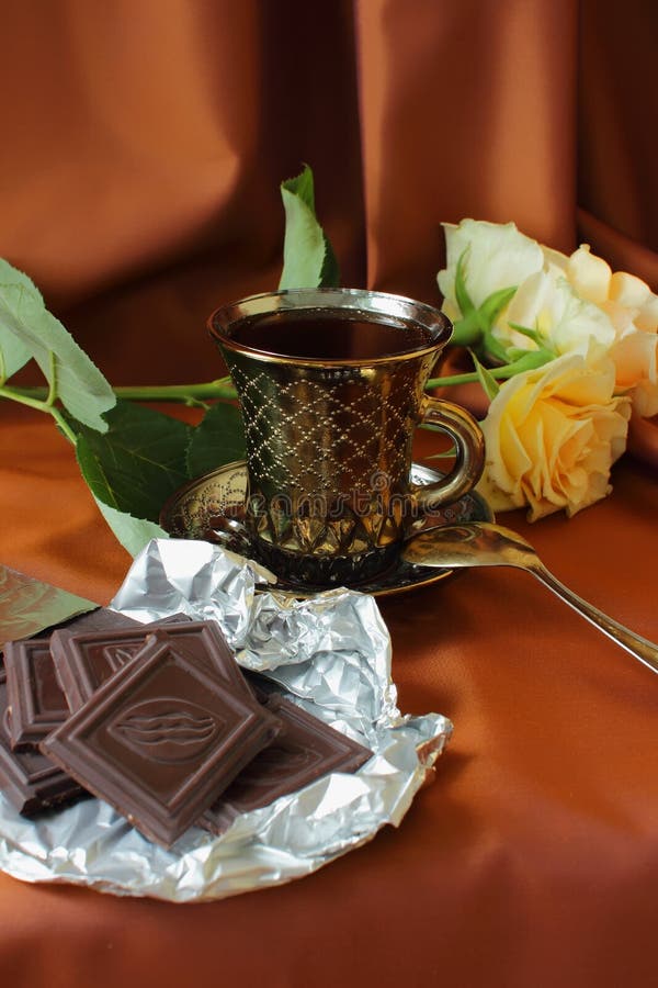 Coffee and Red Roses stock image. Image of romantic, dessert 23212263