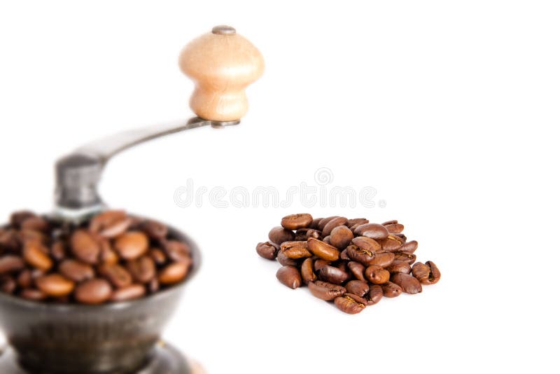 Coffee seed with grinder stock photo. Image of grind 49973294