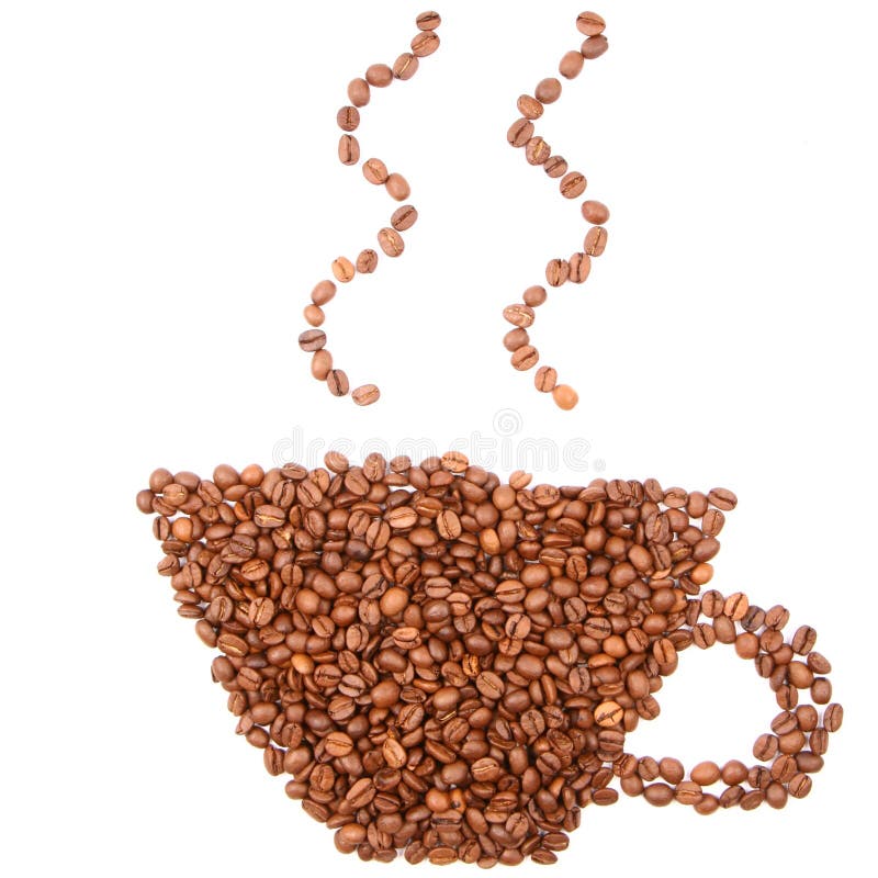 Coffee shape made of coffee beans