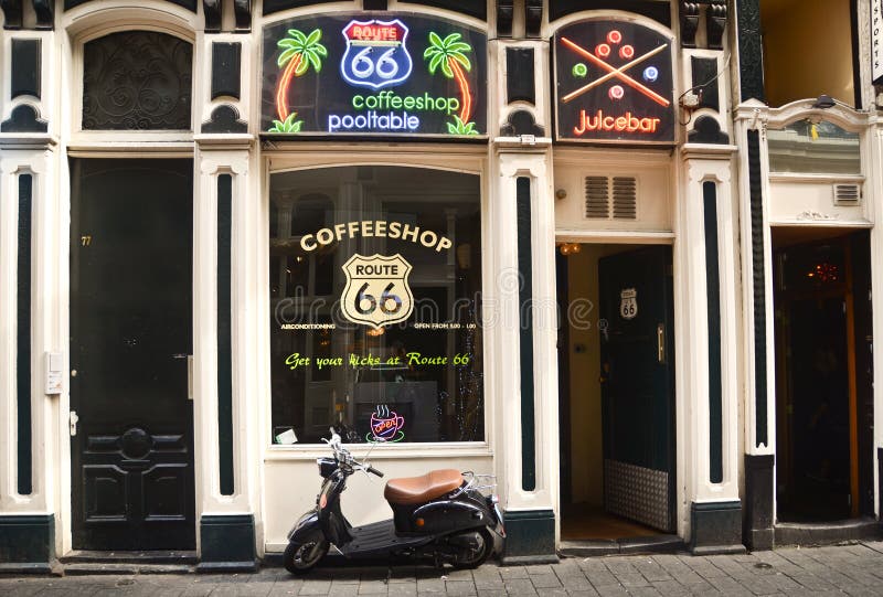 Coffee shop in Amsterdam editorial stock image. Image of hash 25848869