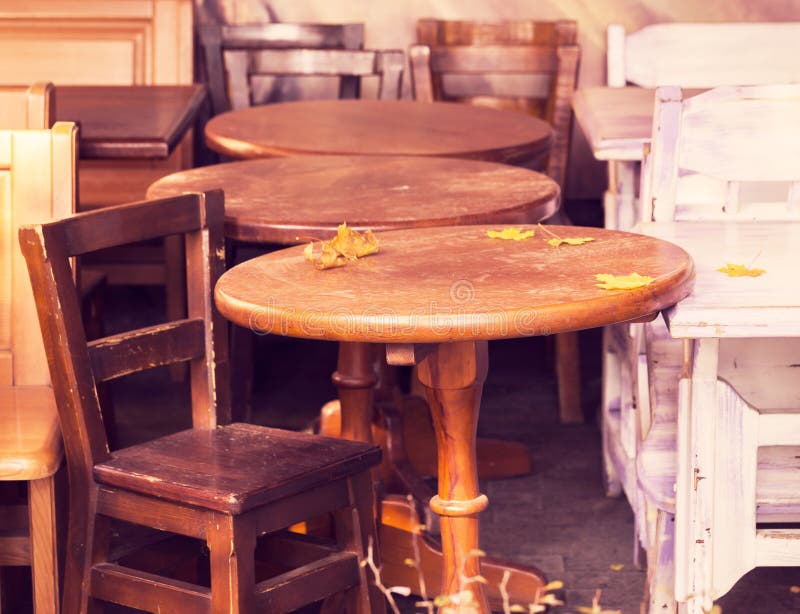 Coffee shop in the autumn without people stock photo Coffee shop in the autumn without people stock photo