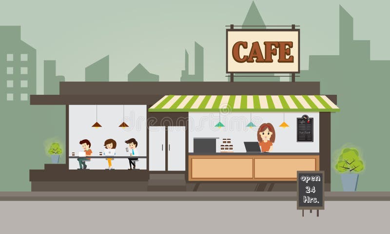 Coffee Shop Concept And Create Character Stock Vector 
