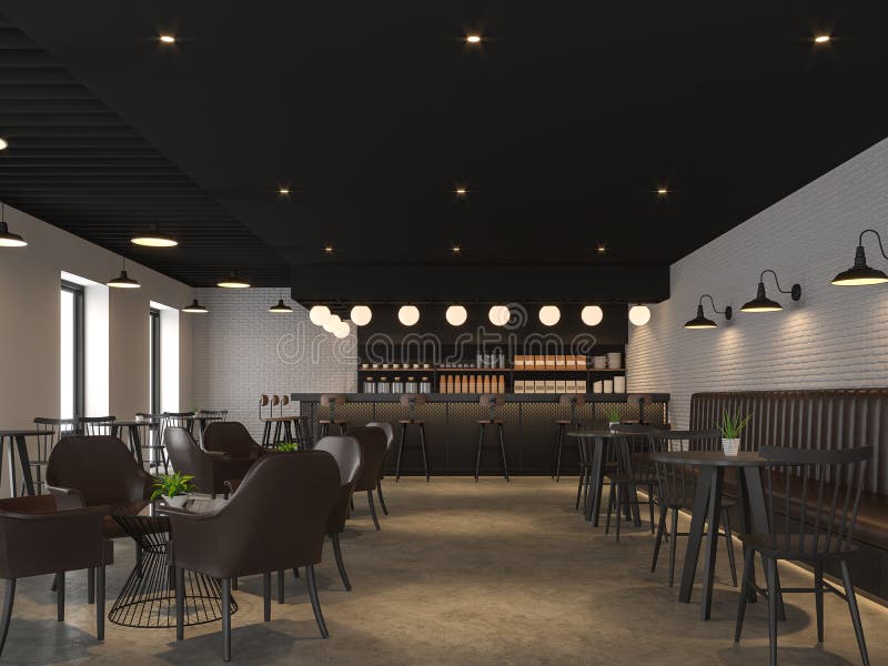 Coffee Shop 3d rendern im Loft-Stil vektor abbildung