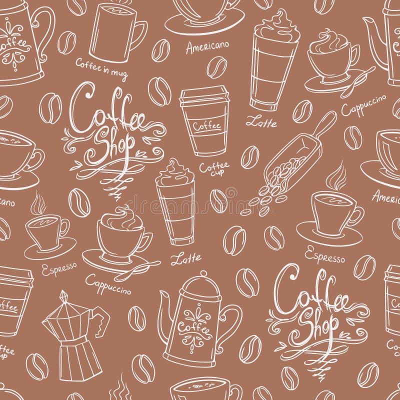 Coffee Shop Design Frame. Stylized Chalkboard Coffee Background Stock