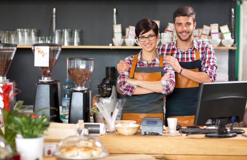 Coffee shop owner stock image