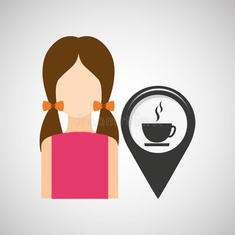 Coffee shop pointer map girl royalty free illustration Coffee shop pointer map girl royalty free illustration