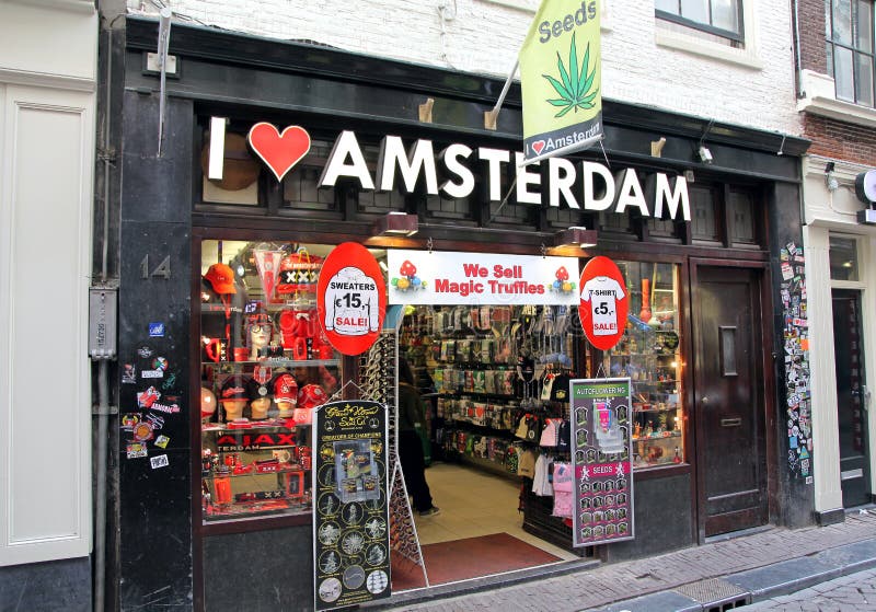 Coffee shop in Red light district at Amsterdam, Netherlands